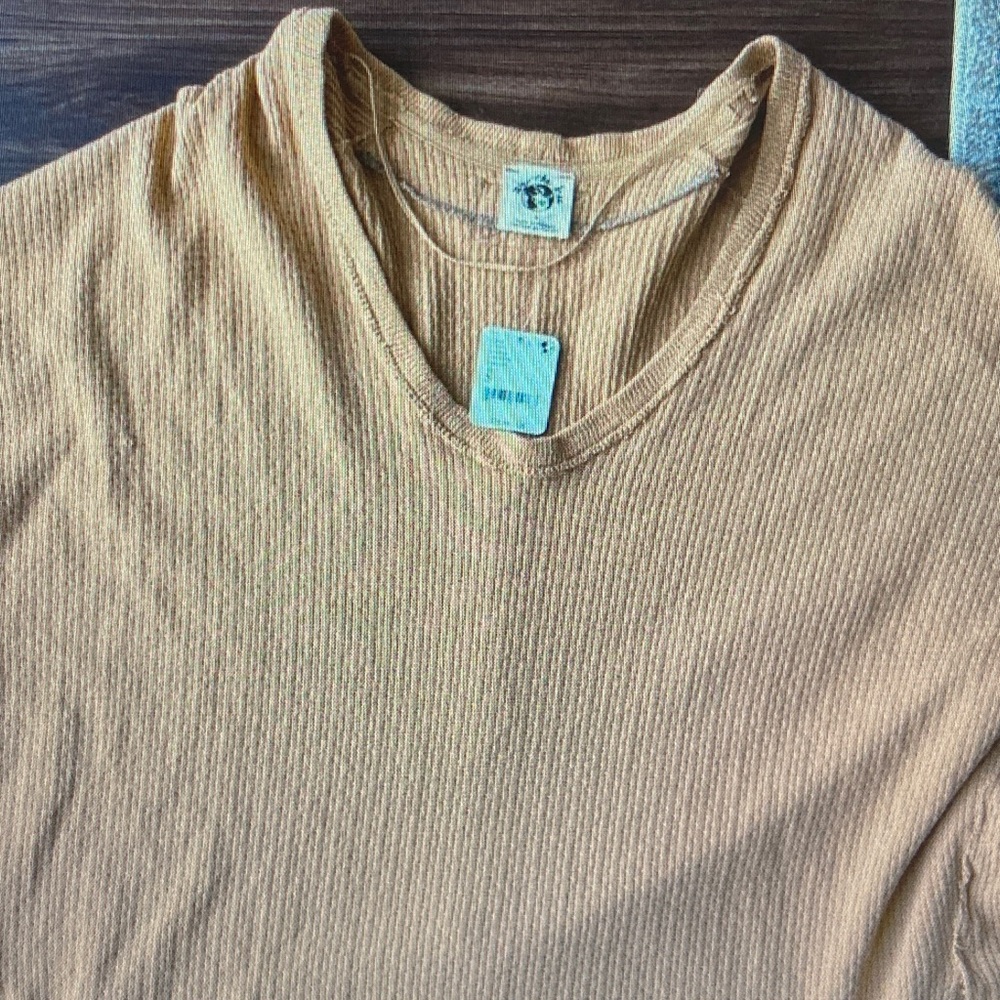 Free People We The Free Ribbed Long Sleeve Top in Camel - Picture 2 of 5